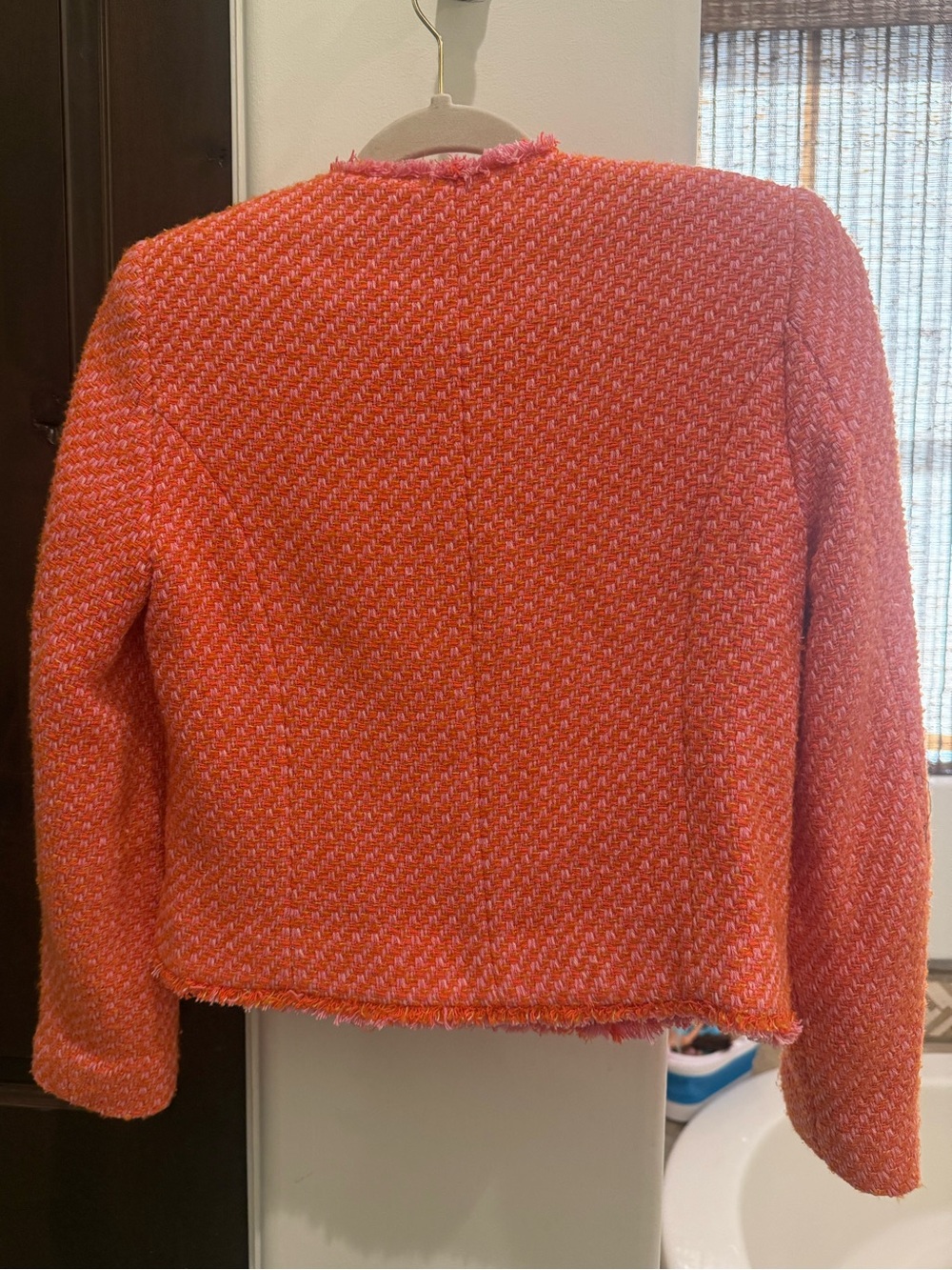 Mango Coral-Orange Tweed Pocket Blazer. Excellent condition XS - Picture 2 of 5